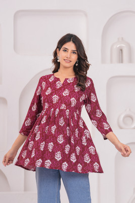 CHOISE GABBAA Casual Printed Women Maroon Top