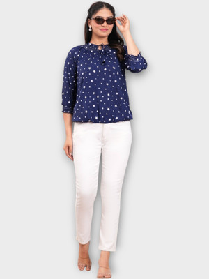 TRUSTED ENTERPRISES Casual Printed Women Dark Blue Top