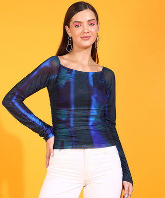 Dressberry Casual 3/4 Sleeve Printed Women Multicolor Top