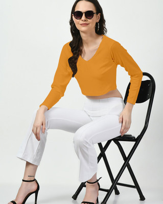 Maheshvi Casual Solid Women Yellow Top