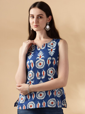 ANOUK Casual Printed Women Blue Top