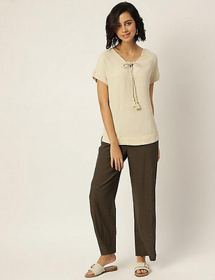 MARKS & SPENCER Casual Self Design Women Beige Top