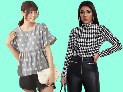 Kashonaa Casual Printed Women Grey, Black Top