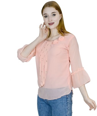 MASHIH FASHION Party Solid Women Pink Top