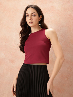 all about you Casual Self Design Women Maroon Top