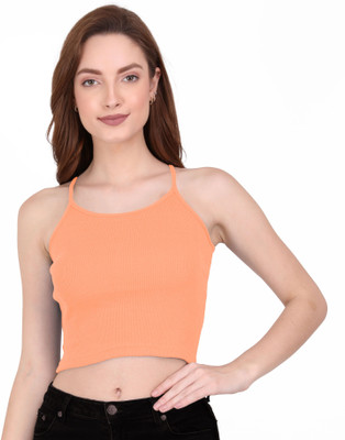 THE BLAZZE Casual Self Design Women Orange Top