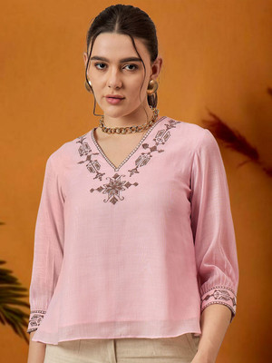 Dressberry Casual Solid Women Pink Top