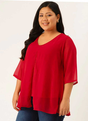 Ccf Casual Solid Women Red Top