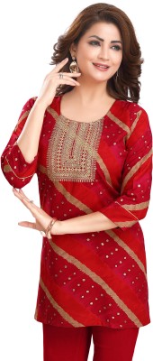 Meher Impex Casual Embroidered, Printed Women Red Top