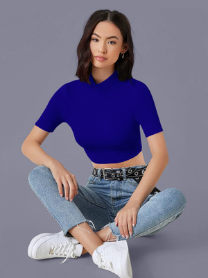 Kashonaa Casual Solid Women Blue Top