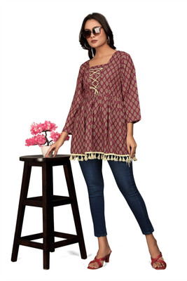kapi enterprise Casual Printed Women Maroon Top