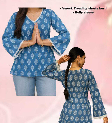 SAJAWAT INSAAN Casual Printed Women Blue Top