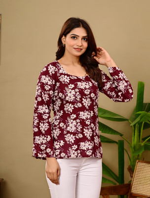 BHAVNA FAB Casual Floral Print Women Yellow Top