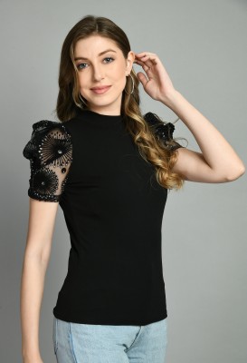 PATER Casual Solid Women Black Top