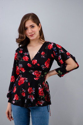 OTTAVIA Party Printed Women Black Top