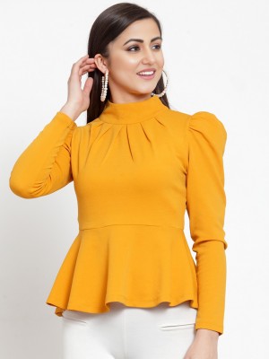 Dream Beauty Fashion Casual Solid Women Yellow Top