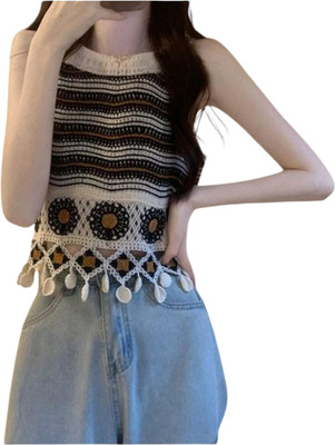 Epicedesigns Casual Solid Women Black, Beige Top