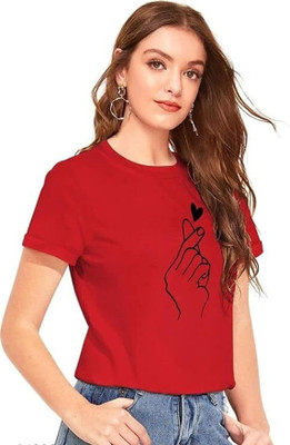 Realglimpse Casual Printed Women Red Top