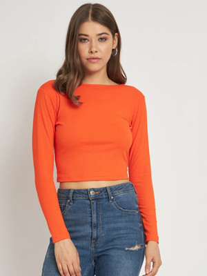 ANVI Be Yourself Casual Solid Women Orange Top