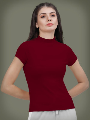 NAVYANKAA Casual Self Design Women Maroon Top