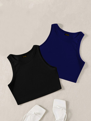 Toochki Casual Solid Women Blue Top
