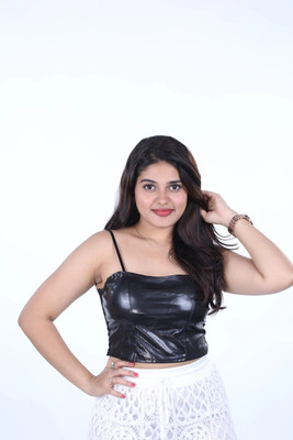 Label Of Lalaji Garments Party Self Design Women Black Top