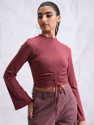 Tokyo Talkies Casual Self Design Women Pink Top