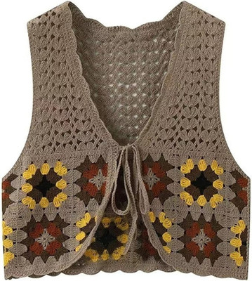 Laxmi Empire Casual Self Design Women Brown Top