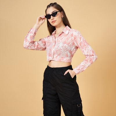SF Jeans by Pantaloons Casual Printed Women Pink, White Top