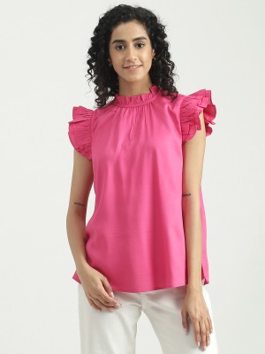 United Colors of Benetton Casual Solid Women Pink Top