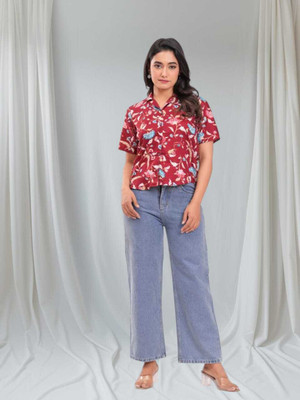 Labhanshi Creation Casual Printed Women Maroon Top