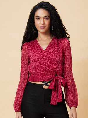 Globus Casual Printed Women Maroon Top
