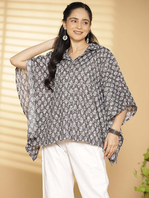 LetsDressUp Casual Printed Women Grey Top