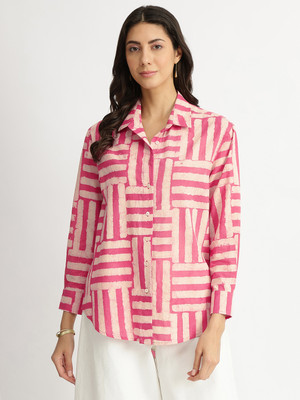 Pink Fort Casual Printed Women Pink, Beige Top