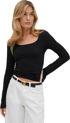 SIGHTBOMB Casual Solid Women Black Top