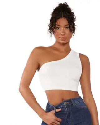 OBBAMI Casual Solid Women White Top