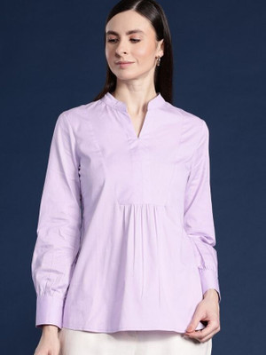 Hancock Casual Solid Women Purple Top