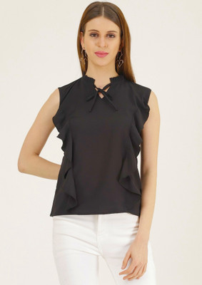 TANDUL Casual Solid Women Black Top