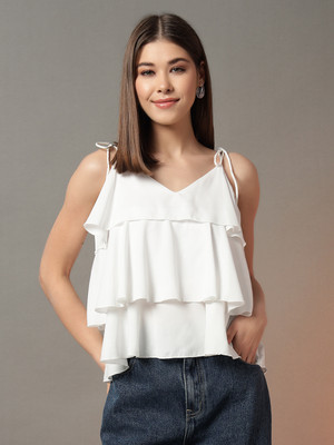 METRONAUT Casual Solid Women White Top