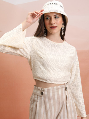 Tokyo Talkies Casual Solid Women White Top