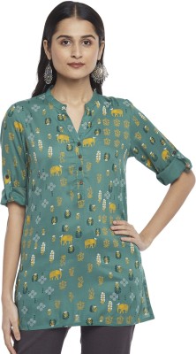 Akkriti by Pantaloons Casual Printed Women Green Top