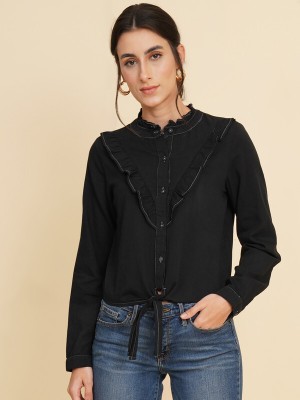 House Of Kkarma Casual Solid Women Black Top