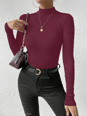 Trendystar Casual Self Design, Striped Women Maroon Top