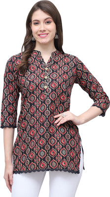 HouseOfCommon Women Printed Straight Kurta(Black)