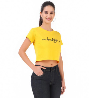 brikshi Casual Printed Women Yellow Top