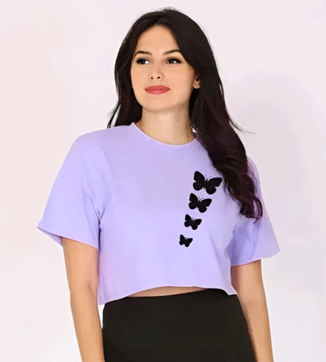 NAVTOLI Casual Graphic Print Women Purple Top