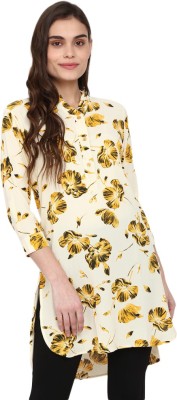 V-MART Casual Floral Print Women Yellow Top