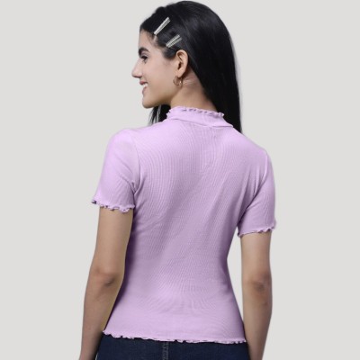 PP PRODUCTIONS Casual Solid Women Purple Top