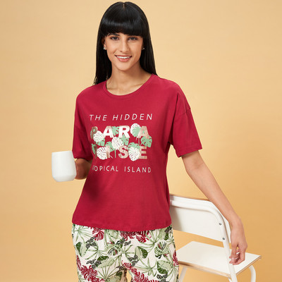 Dreamz by Pantaloons Casual Printed Women Red Top