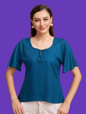 Harshiv Enterprise Casual Solid Women Blue Top